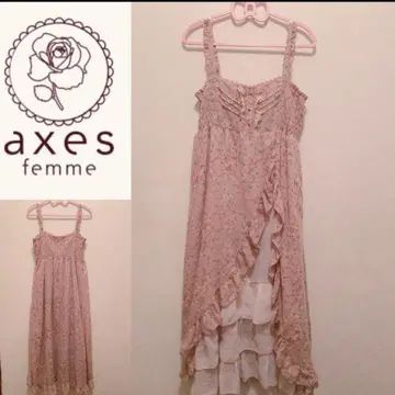 axes femme 공주 원피스 프릴 걸리시 모리걸 핑크 장미 꽃무늬
