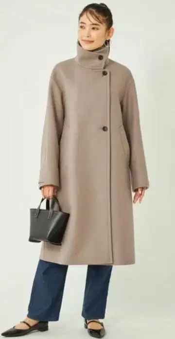 green label relaxing 멜톤 울 스탠드 카라 코트