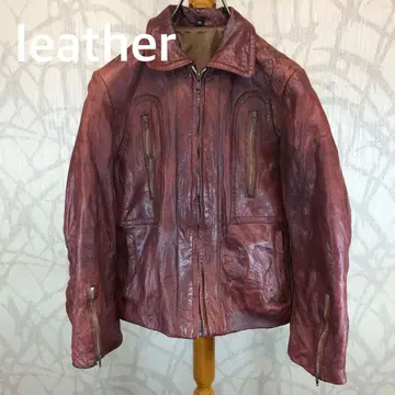브라운 가죽 자켓 천연 가죽 리얼 가죽 레트로 R