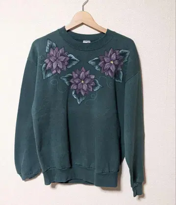 레어 USA제 90s 빈티지 맨투맨 트레이닝복 아트 꽃 플라워