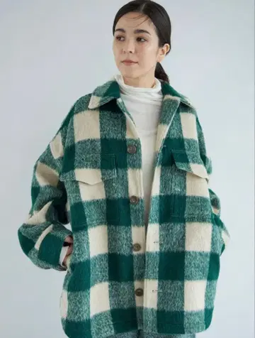 언그리드 샤기 체크 빅 셔츠