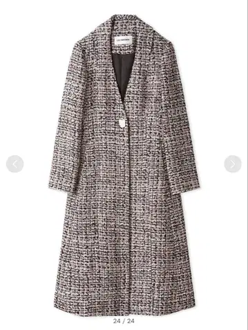 트위드 롱 코트 핑크