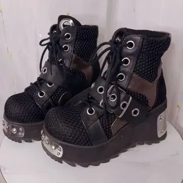 데모니아 숏부츠 메쉬 금장 장식 메탈 버클 589