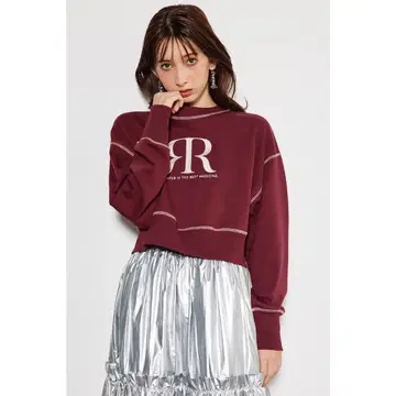 rienda 리엔다 크롭 RR 맨투맨 레드 보르도