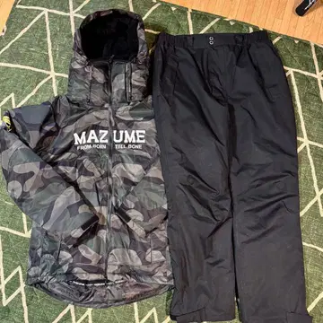 마즈메 MAZUME 방한 낚시 수트 상하의 세트 카모 패턴 XL 사이즈