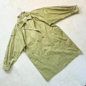 모드바리에 더블 버튼 라이트 코트 면린넨 소재 그린 계열 M 여성용