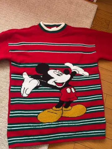 구제 의류 미키마우스 니트 스웨터 빨간색