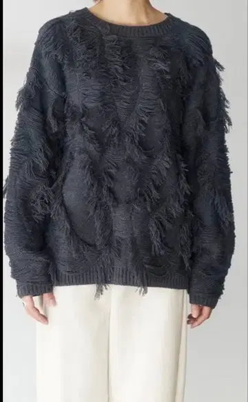 [ 새상품 ] 에시카 esica 프린지 니트 풀오버 차콜 택 포함