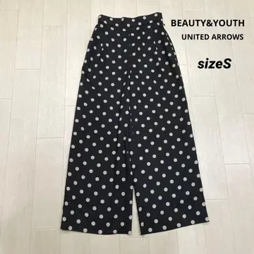 BEAUTY&YOUTH 스팬론 도트 턱 와이드 팬츠 S