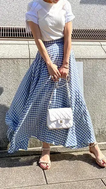 고품질 젠느 에어리 프렌치 플레어 스커트 S 2253