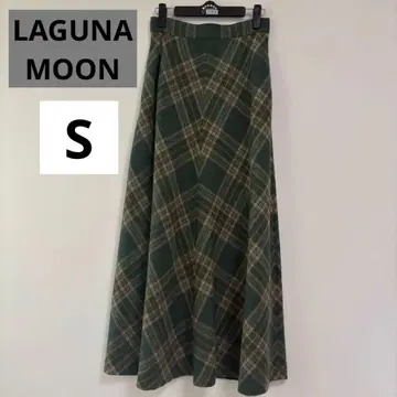 LAGUNAMOON 그린 계열 체크 맥시 롱 스커트