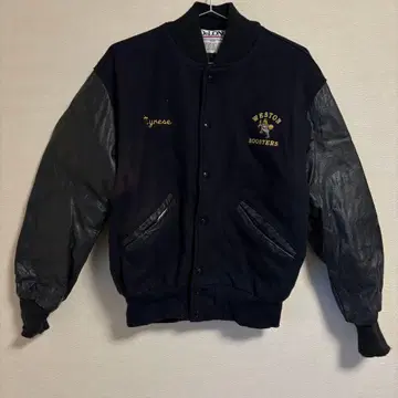 09년제 DeLONG 바시티 자켓 네이비 소매 가죽 S USA제