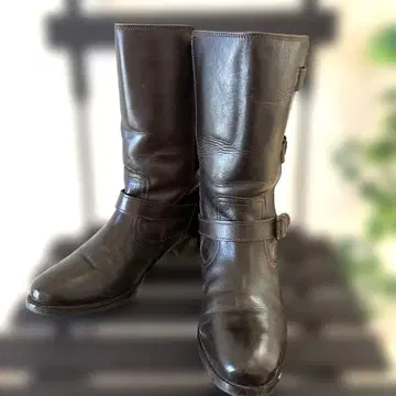 다크 브라운 가죽 엔지니어 부츠 23.5cm M