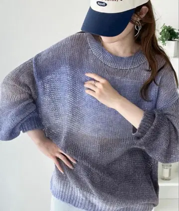 CLASSICAL ELF 그라데이션 메쉬 편 니트 모헤어 블루 계열 L