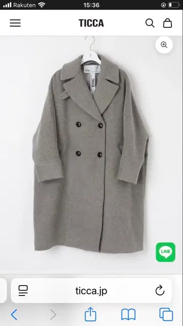 TICCA 그레이 더블 브레스트 롱 코트