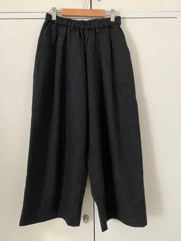 블랙 와이드 팬츠 허리밴딩
