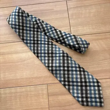 새상품 미사용 VIVAX 체크 무늬 넥타이 캐시미어 70% 울 30%