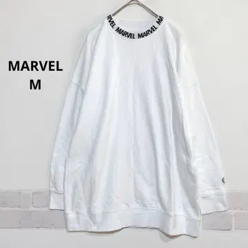 MARVEL 리브 로고 화이트 맨투맨 긴팔 트레이닝복 롱 기장 i819