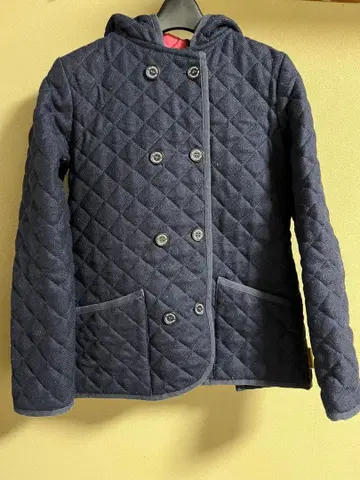 트래디셔널 웨더웨어 네이비 퀼팅 자켓 후드 부착 XS