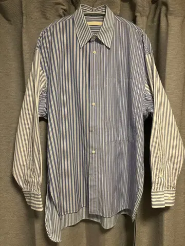 ANEI 아네이 블루 화이트 스트라이프 긴팔 셔츠