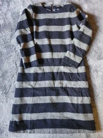 보더 긴팔 원피스 네이비 그레이