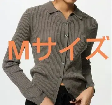 메리노 블렌드 리브 폴로 가디건 그레이 M 유니클로