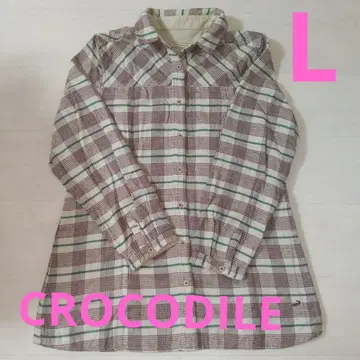 CROCODILE L 사이즈 플란넬 셔츠 체크 무늬