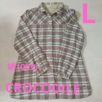 CROCODILE L 사이즈 플란넬 셔츠 체크 무늬