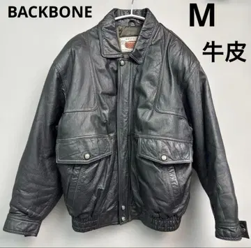 BACKBONE 가죽 자켓 천연 가죽 소가죽 블랙 블루종 남성용