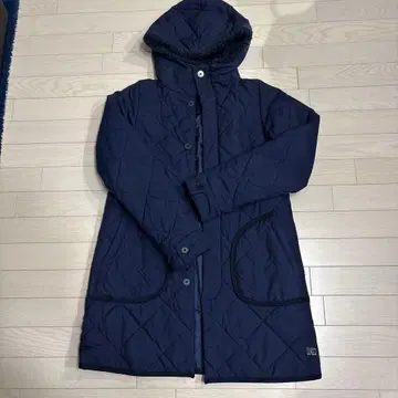 HH 네이비 퀼팅 자켓 후드 부착