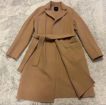 22AW 띠어리 캐시미어 혼방 벨티드 더블 페이스 코트 S