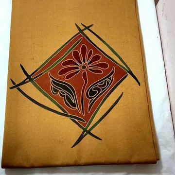 [ 실크 나고야 오비 ] 라이트 브라운 꽃무늬