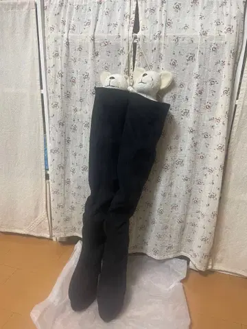 블랙 하이힐 니하이 부츠 23~23.5