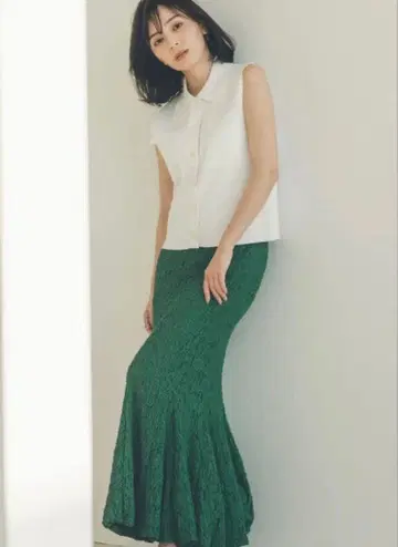 미사용 새상품 슈링크 레이스 벌룬 스커트 그린