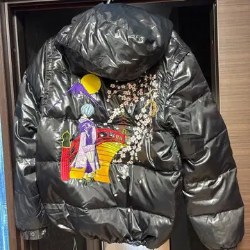 에반게리온  일본풍 자수 다운 자켓 블랙