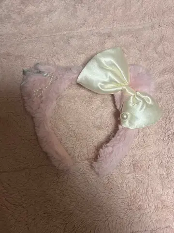 USJ 핑크 퍼 머리띠 키티 헬로키티