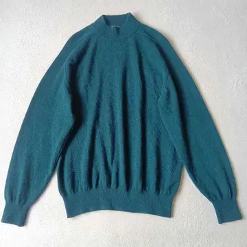 극상 캐시미어 100% 후카키 캐시미어 니트 스웨터 L 일본제