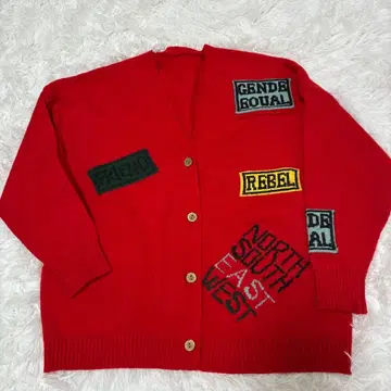 패치워크 빨간색 가디건