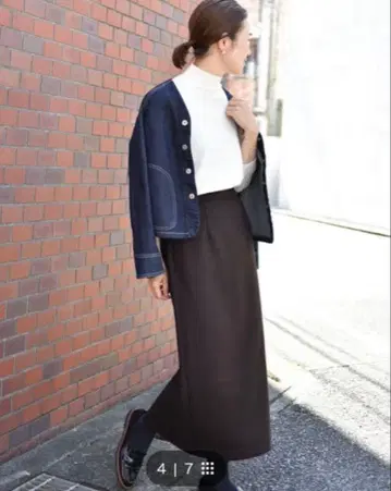 OURHOME 따뜻한 울 롱 스커트 다크 브라운