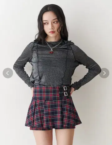 jouetie 벨트 플리츠 미니 치마바지 (네이비)