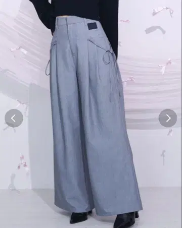 EATME 리본 턱 와이드 팬츠 그레이 M 쿠로사키 미사