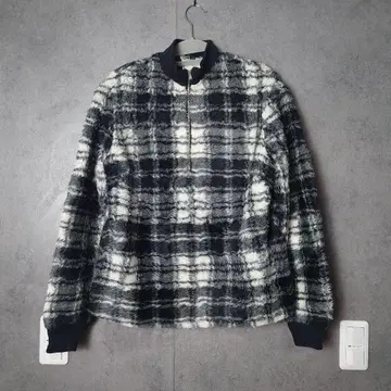 플리스 자켓 블랙 화이트 체크