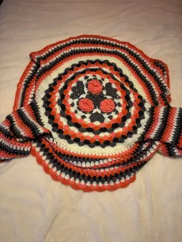 그래니 스퀘어 장미 원형 레어 가디건