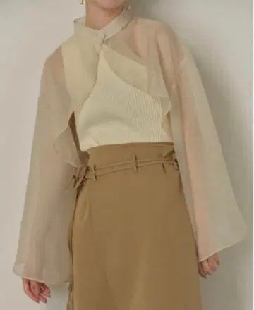 eaphi flare sleeve sheer cape blouse