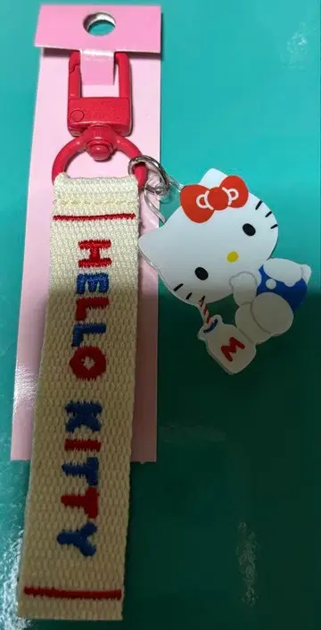 헬로키티 로고 자수 키링