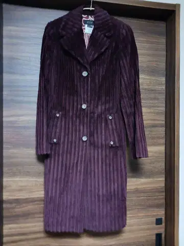 초특가! 정말 멋진 Exte 퍼플 스트라이프 롱 코트 40 이탈리아제