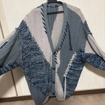 오버 사이즈 가디건 그레이 파랑