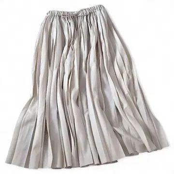 새상품급 ebure 플리츠 롱 스커트 울 베이지 36