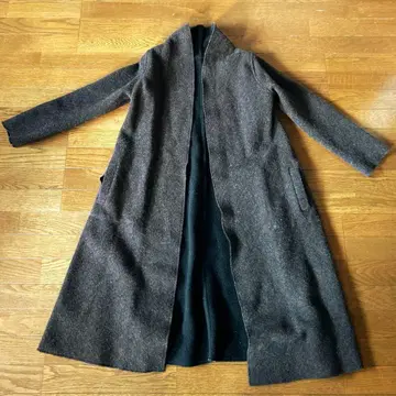 mozuiro ind 울 혼방 리버서블 롱 코트 블랙/차콜