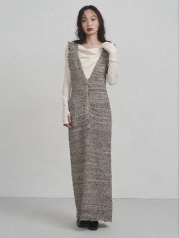 러그나무 문 니트 트위드 프린지 오버롤 스커트 S 사이즈